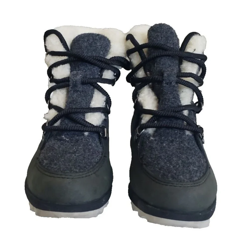 Sorel Womens Sneakchic Alpine Holiday Shearling Waterproof Boots 7 Black Joan